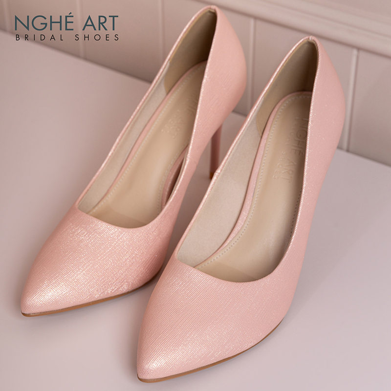 Giày cưới Nghé Art basic 10 phân nhũ hồng 377-10P-NHU-HONG - Ảnh 1 - Nghé Art Bridal Shoes – 0822288288