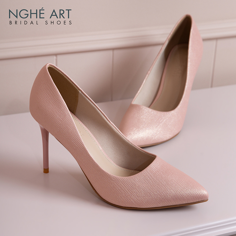 Giày cưới Nghé Art basic 10 phân nhũ hồng 377-10P-NHU-HONG - Ảnh 3 - Nghé Art Bridal Shoes – 0822288288