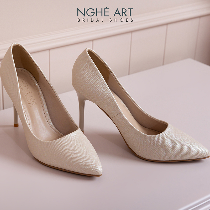 Giày cưới Nghé Art basic 10 phân nhũ vàng 377-10P-NHU-VANG-new - Ảnh 1 - Nghé Art Bridal Shoes – 0822288288