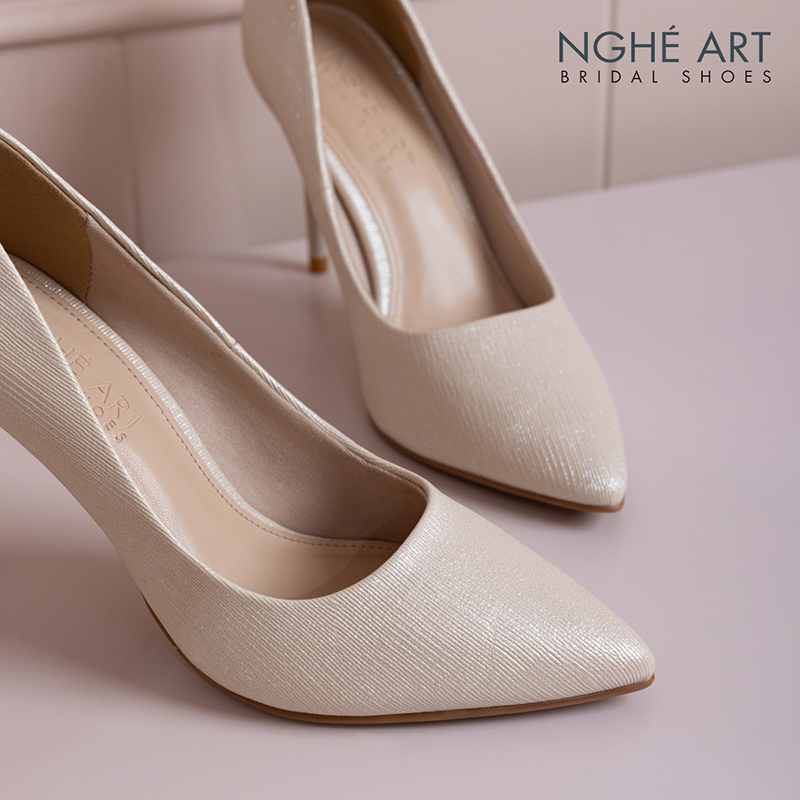 Giày cưới Nghé Art basic 10 phân nhũ vàng 377-10P-NHU-VANG-new - Ảnh 2 - Nghé Art Bridal Shoes – 0822288288