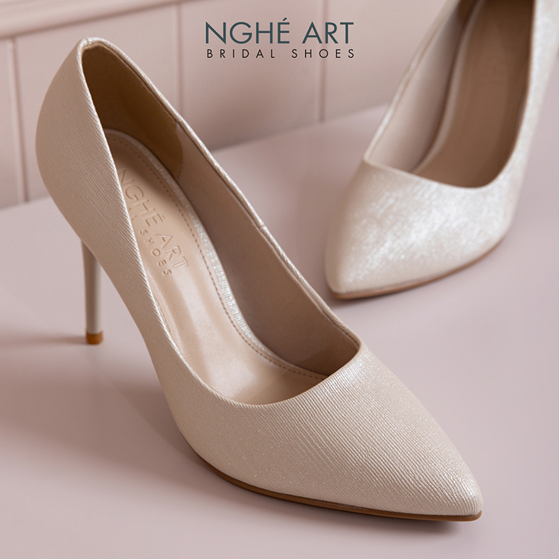 Giày cưới Nghé Art basic 10 phân nhũ vàng 377-10P-NHU-VANG-new - Ảnh 3 - Nghé Art Bridal Shoes – 0822288288