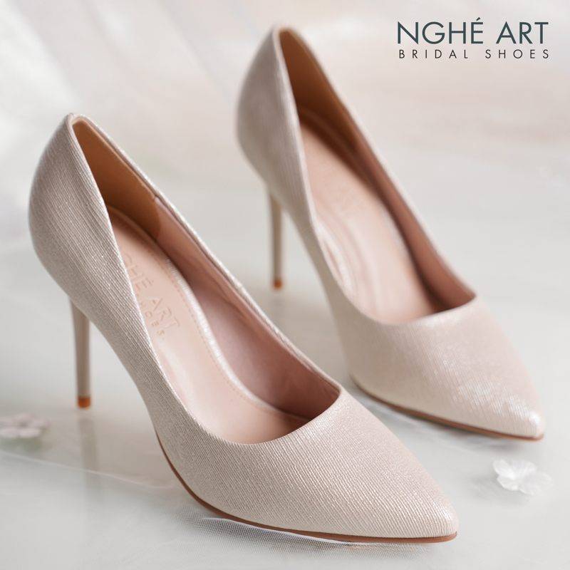 Giày cưới Nghé Art basic 10 phân nhũ vàng 377-10P-NHU-VANG - Ảnh 1 - Nghé Art Bridal Shoes – 0822288288