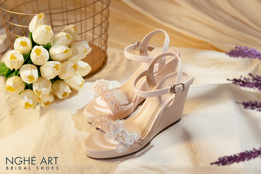 Giày cô dâu Nghé Art đế xuồng 387 nude - Ảnh 3 -  Nghé Art Bridal Shoes – 0908590288