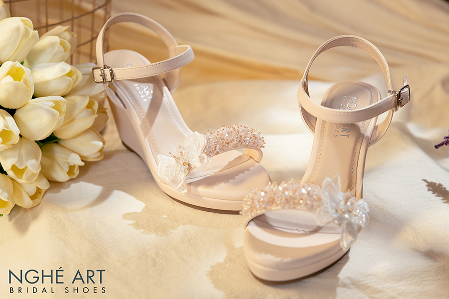 Giày cô dâu Nghé Art đế xuồng 387 nude - Ảnh 4 -  Nghé Art Bridal Shoes – 0908590288
