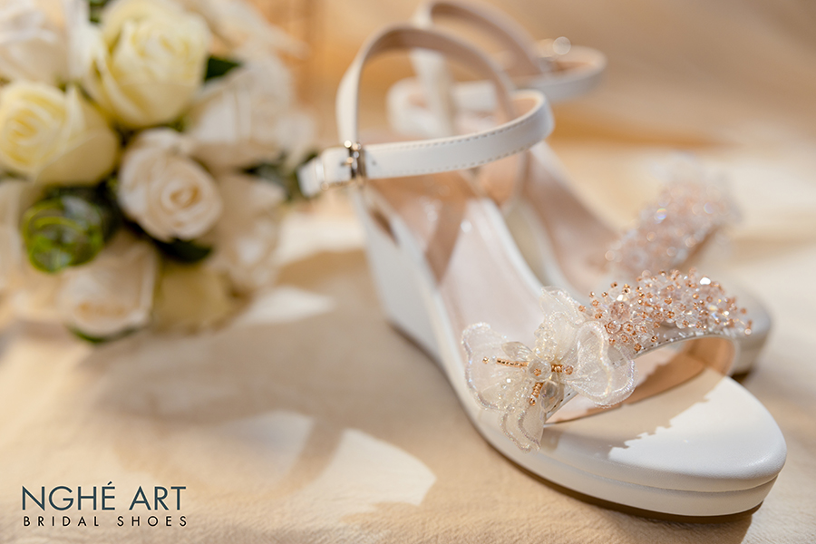 Giày cô dâu Nghé Art đế xuồng 387 trắng - Ảnh 5 -  Nghé Art Bridal Shoes – 0908590288