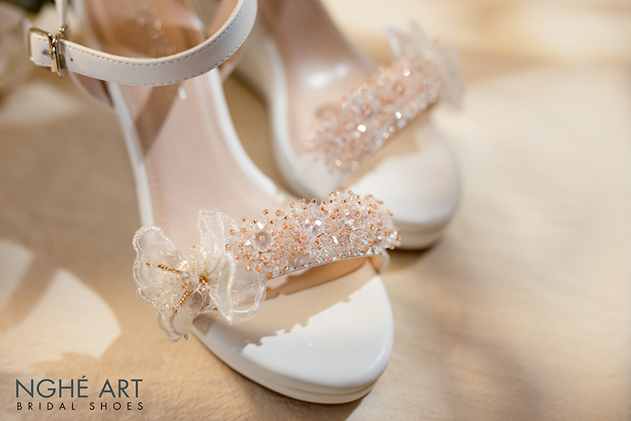 Giày cô dâu Nghé Art đế xuồng 387 trắng - Ảnh 6 -  Nghé Art Bridal Shoes – 0908590288