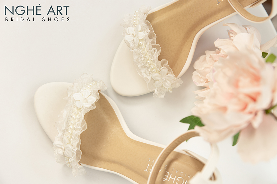 Giày cưới Nghé Art sandal gót vuông 396 - Ảnh 4 -  Nghé Art Bridal Shoes – 0822288288