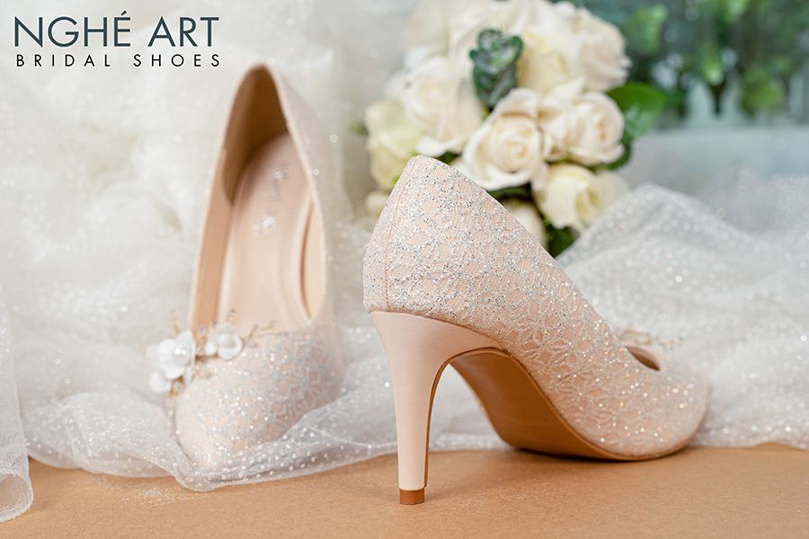 Giày cưới Nghé Art ren hoa 399 - Ảnh 6 -  Nghé Art Bridal Shoes – 0822288288
