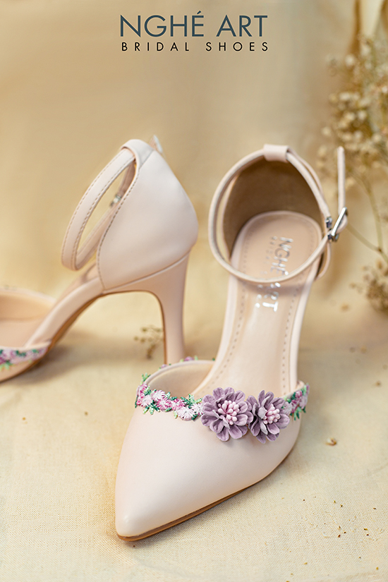 Giày cô dâu Nghé Art hoa tím 408 - Ảnh 2 -  Nghé Art Bridal Shoes – 0822288288