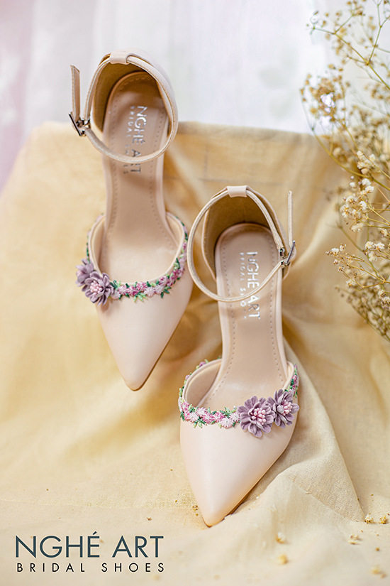 Giày cô dâu Nghé Art hoa tím 408 - Ảnh 7 -  Nghé Art Bridal Shoes – 0822288288