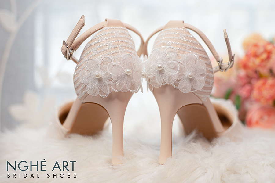 Giày cô dâu Nghé Art handmade ren kim tuyến 410 - Ảnh 6 -  Nghé Art Bridal Shoes – 0822288288