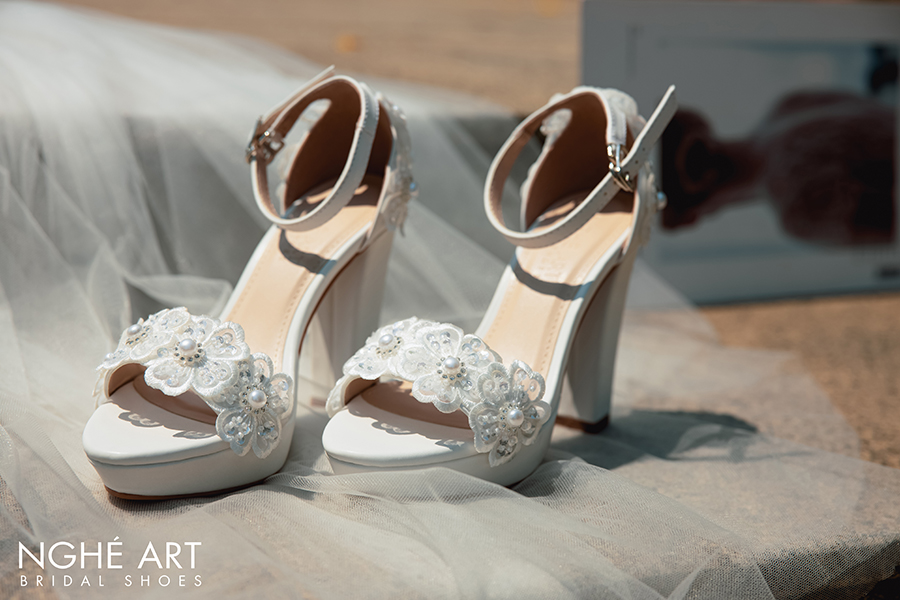 Giày cưới cao gót hoa kim sa Nghé Art 418 - Ảnh chi tiết new 5 -  Nghé Art Bridal Shoes – 0822288288