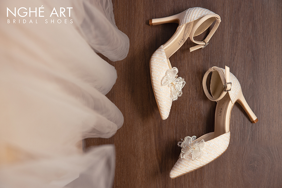 Giày cưới Nghé Art ren kim tuyến 419 - Ảnh 5 -  Nghé Art Bridal Shoes – 0822288288