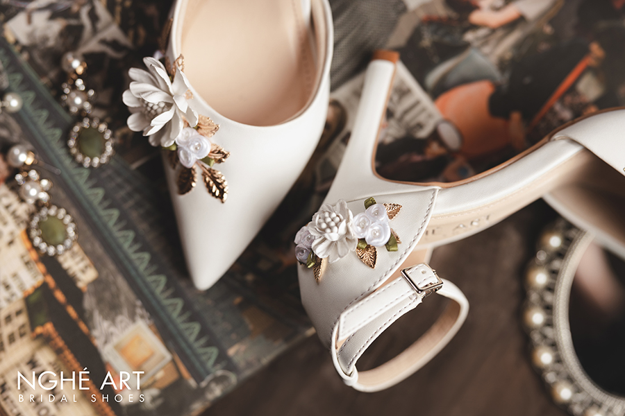 Giày cưới Nghé Art dãy hoa Vintage 421 - Ảnh trắng hoa trắng 10 - Nghé Art Bridal Shoes – 0822288288