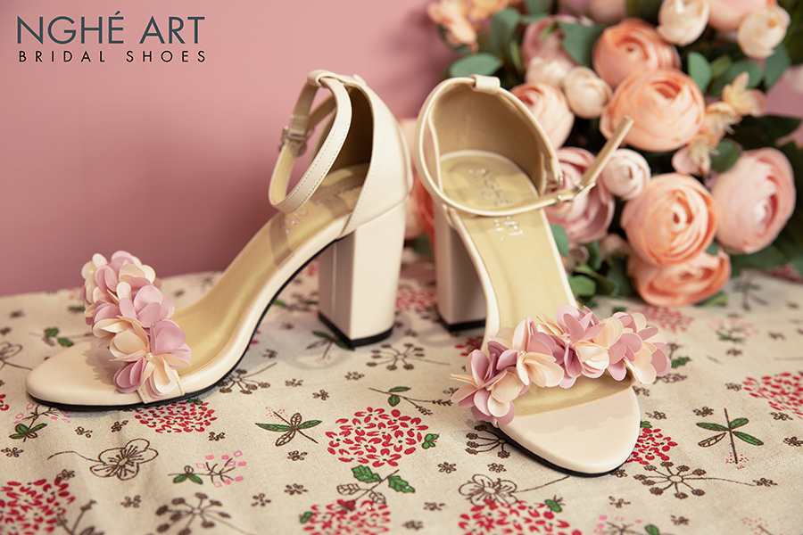 Giày cưới Nghé Art hoa hồng Vintage 426H - Ảnh 1 - Nghé Art Bridal Shoes – 0822288288