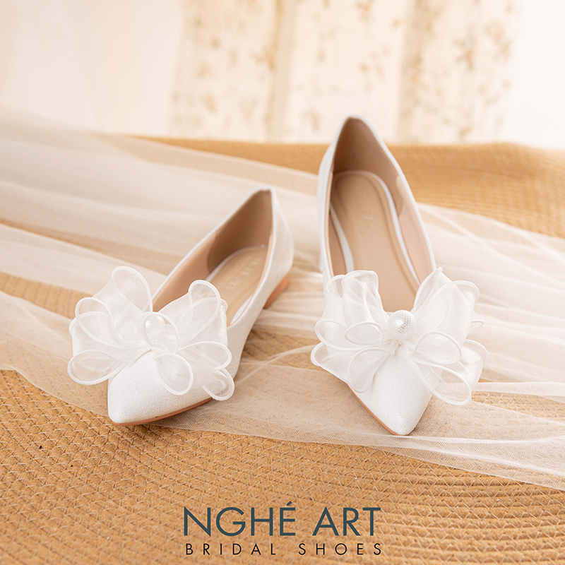 Giày cưới Nghé Art đính nơ voan 431-194-1P-NHU-TRANG - Ảnh 2 - Nghé Art Bridal Shoes – 0822288288