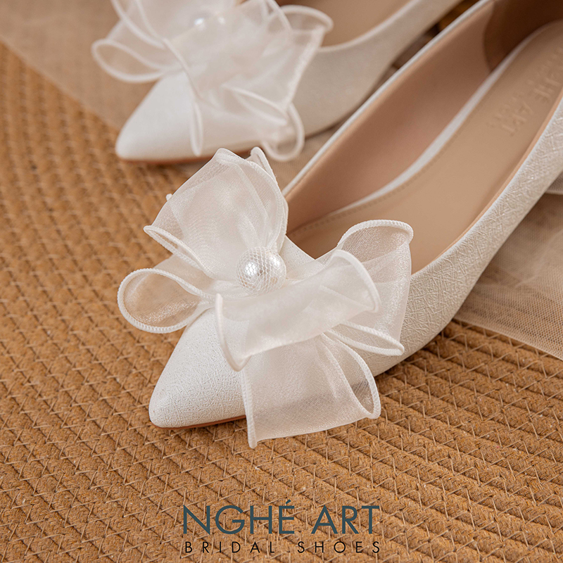 Giày cưới Nghé Art đính nơ voan 431-194-1P-NHU-TRANG - Ảnh 4 - Nghé Art Bridal Shoes – 0822288288