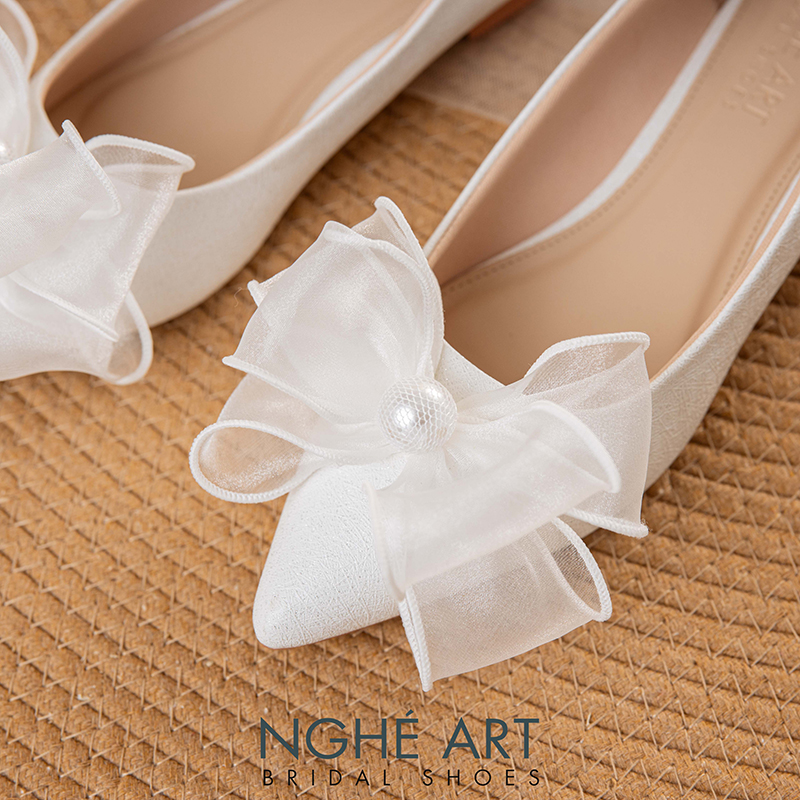 Giày cưới Nghé Art đính nơ voan 431-194-1P-NHU-TRANG - Ảnh 6 - Nghé Art Bridal Shoes – 0822288288