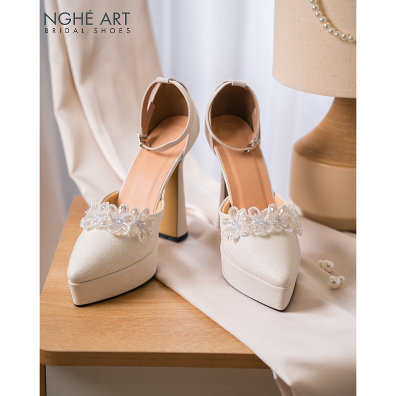 Giày cưới Nghé Art đính hoa pha lê 5 cánh 445-481-13p-nhu-trang - Ảnh 2 - Nghé Art Bridal Shoes – 0822288288