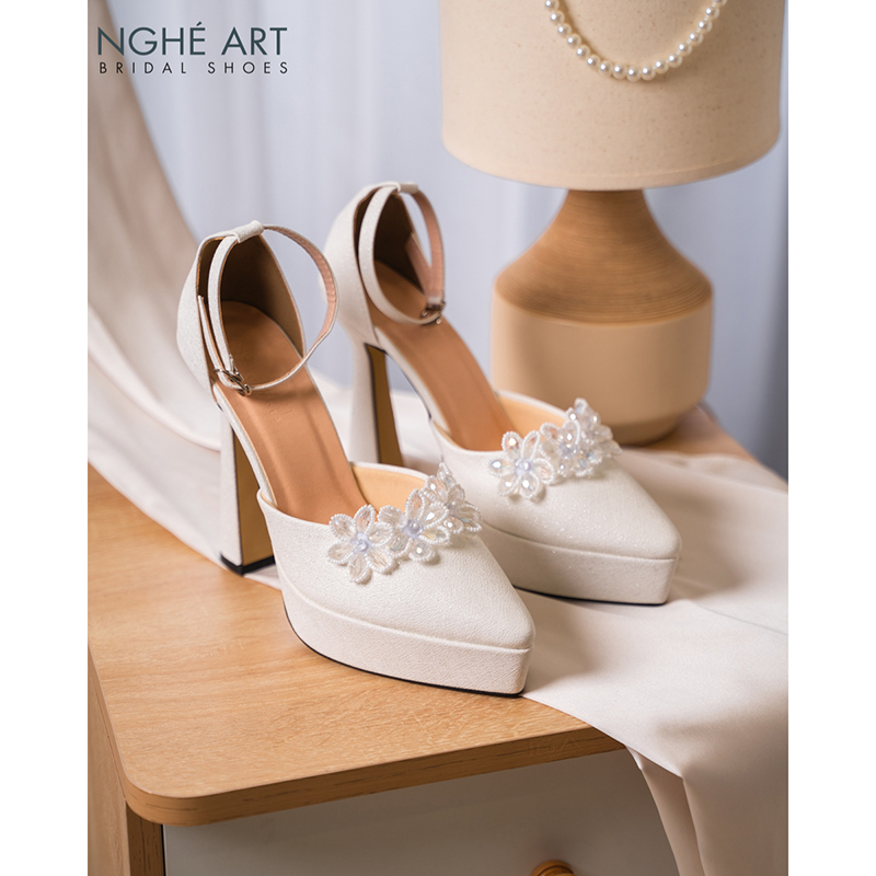 Giày cưới Nghé Art đính hoa pha lê 5 cánh 445-481-13p-nhu-trang - Ảnh 3 - Nghé Art Bridal Shoes – 0822288288