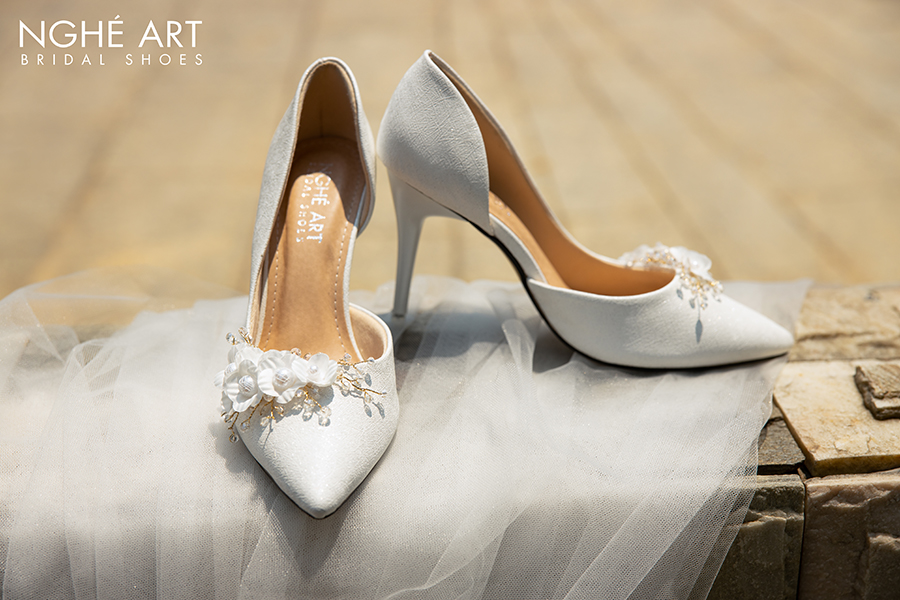 Giày cưới Nghé Art nhánh hoa 454 - Ảnh 2 - Nghé Art Bridal Shoes – 0822288288