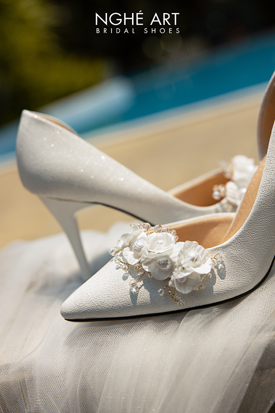 Giày cưới Nghé Art nhánh hoa 454 - Ảnh 3 - Nghé Art Bridal Shoes – 0822288288