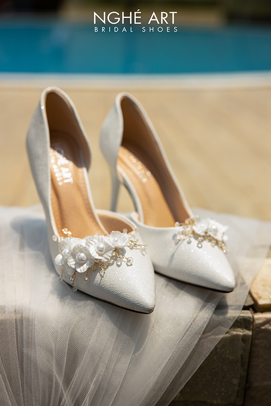 Giày cưới Nghé Art nhánh hoa 454 - Ảnh 6 - Nghé Art Bridal Shoes – 0822288288