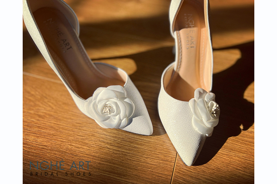 Giày cưới Nghé Art cao gót hoa trà 456 - Ảnh 2 -  Nghé Art Bridal Shoes – 0822288288