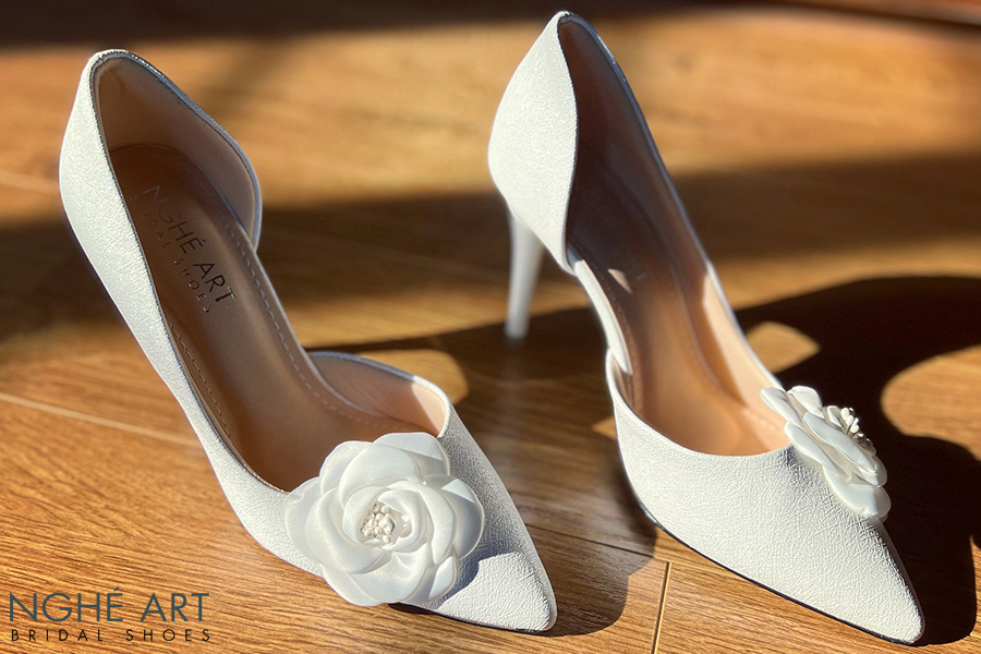 Giày cưới Nghé Art cao gót hoa trà 456 - Ảnh 3 -  Nghé Art Bridal Shoes – 0822288288