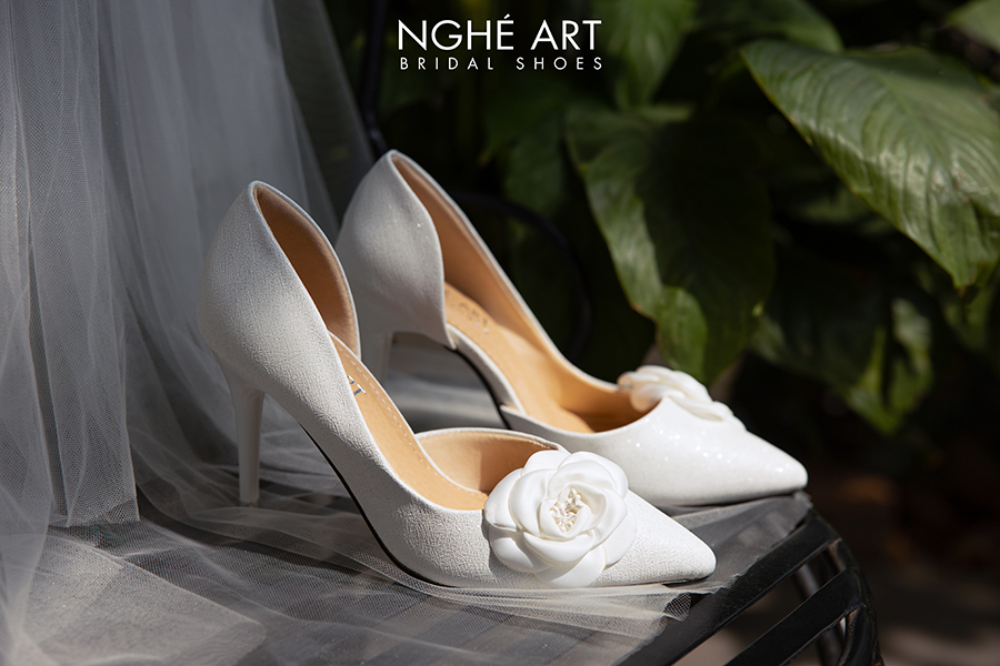 Giày cưới Nghé Art cao gót hoa trà 456 new - Ảnh 10 - Nghé Art Bridal Shoes – 0822288288