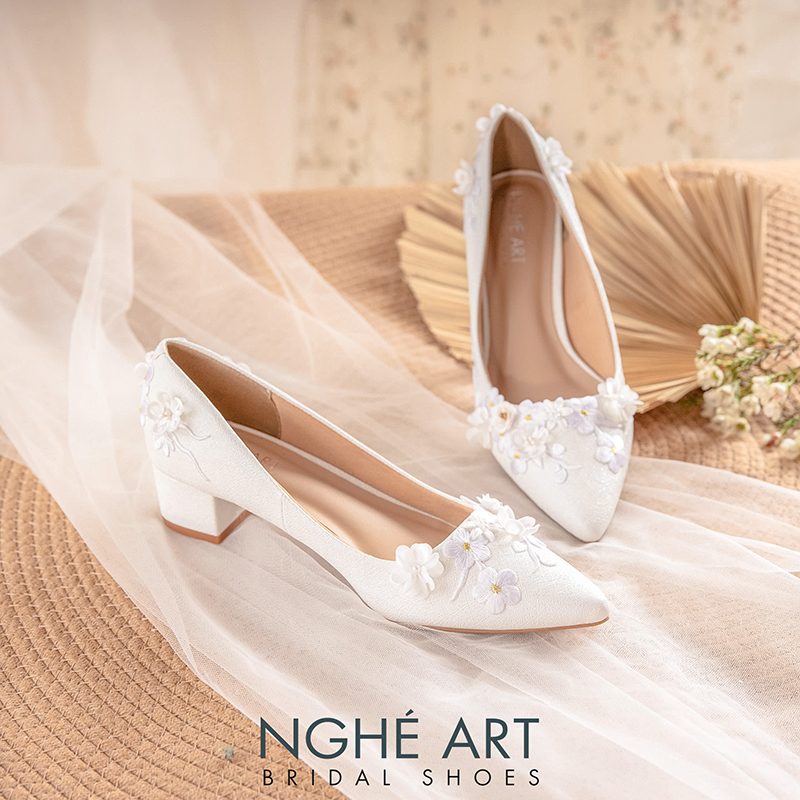 Giày cưới Nghé Art ren hoa nổi 3D 508-274-4P-NHU-TRANG - Ảnh 10 - Nghé Art Bridal Shoes – 0822288288
