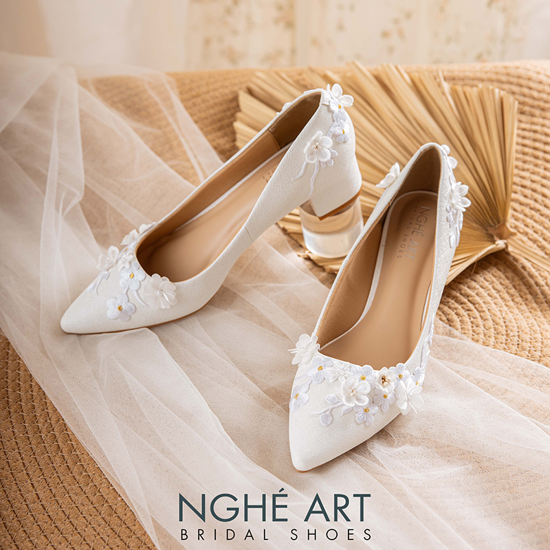 Giày cưới Nghé Art ren hoa nổi 3D 508-274-4P-NHU-TRANG - Ảnh 4 - Nghé Art Bridal Shoes – 0822288288