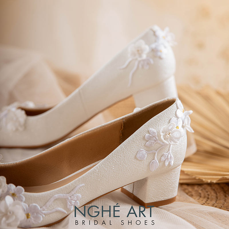 Giày cưới Nghé Art ren hoa nổi 3D 508-274-4P-NHU-TRANG - Ảnh 6 - Nghé Art Bridal Shoes – 0822288288