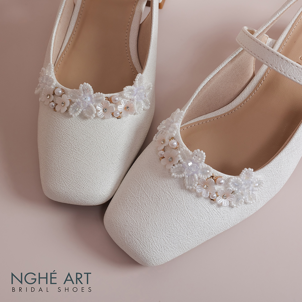 Giày cưới Nghé Art slingback hoa pha lê 5 cánh 512-565-5P-NHU-TRANG - Ảnh 4 - Nghé Art Bridal Shoes – 0822288288