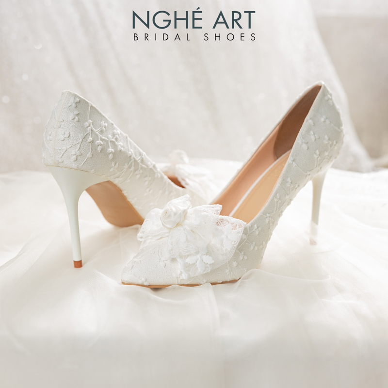 Giày cưới Nghé Art ren thủ công đính nơ 513-377-10P-NHU-TRANG - Ảnh 8 - Nghé Art Bridal Shoes – 0822288288
