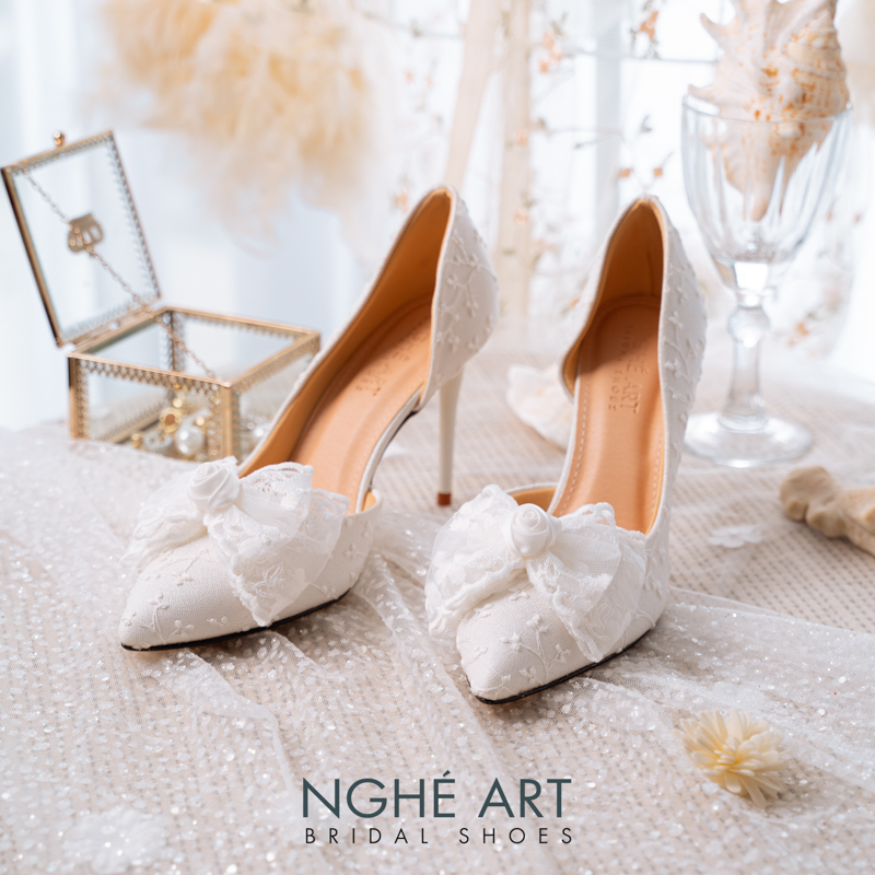 Giày cưới Nghé Art ren thủ công đính nơ 513-442-NHU-TRANG - Ảnh 3 - Nghé Art Bridal Shoes – 0822288288