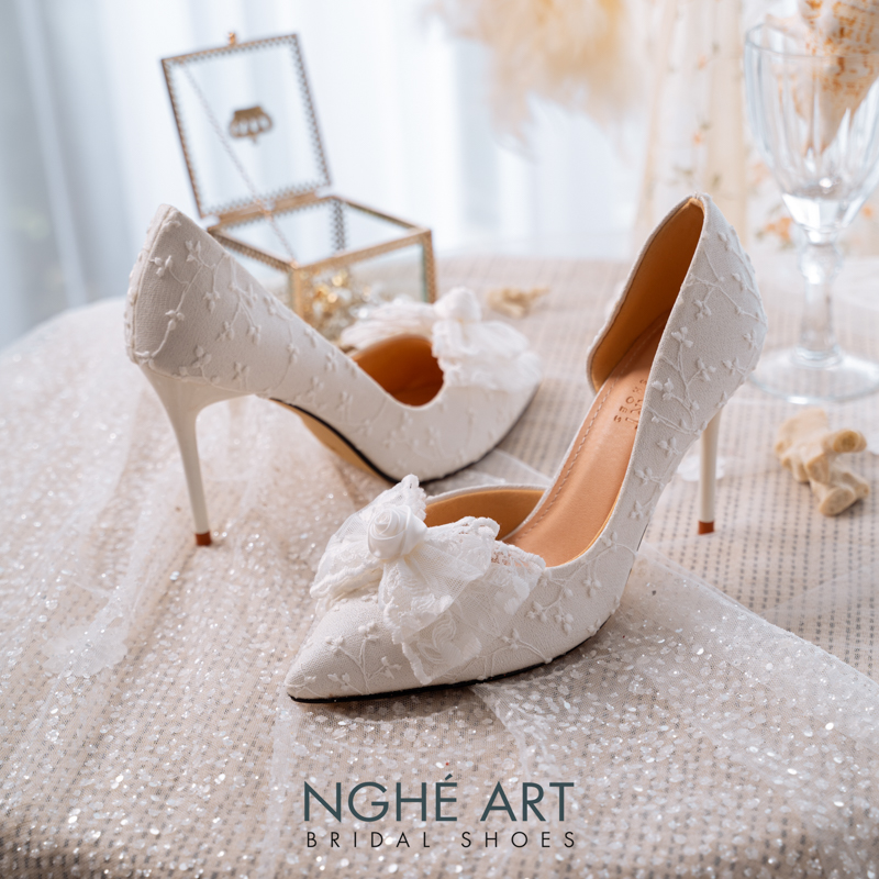 Giày cưới Nghé Art ren thủ công đính nơ 513-442-NHU-TRANG - Ảnh 5 - Nghé Art Bridal Shoes – 0822288288