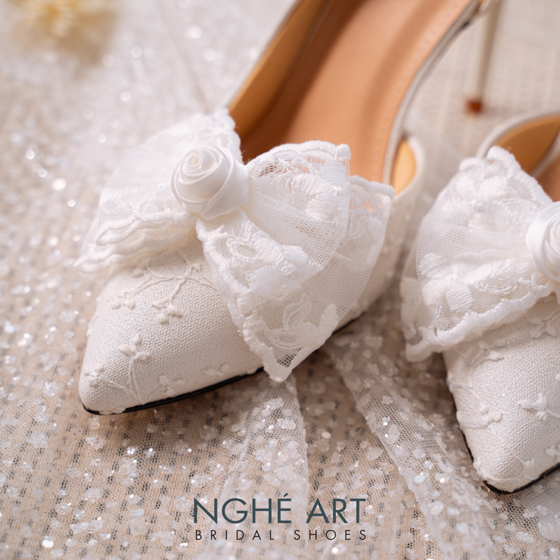 Giày cưới Nghé Art ren thủ công đính nơ 513-442-NHU-TRANG - Ảnh 6 - Nghé Art Bridal Shoes – 0822288288