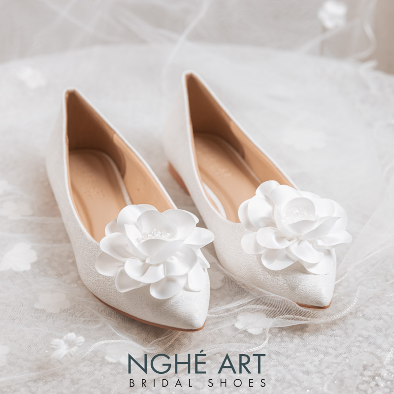 Giày cưới Nghé Art form bệt hoa lụa 518-194nhu - Ảnh 1 - Nghé Art Bridal Shoes – 0822288288