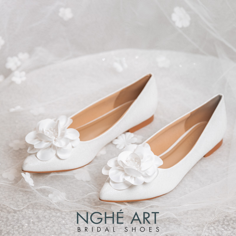 Giày cưới Nghé Art form bệt hoa lụa 518-194nhu - Ảnh 2 - Nghé Art Bridal Shoes – 0822288288