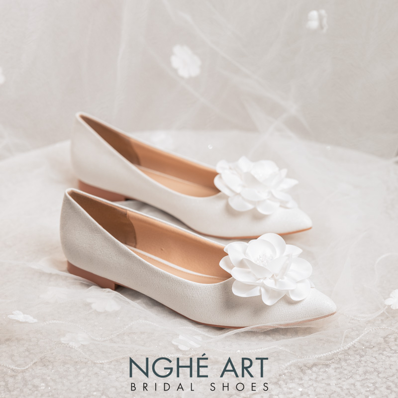 Giày cưới Nghé Art form bệt hoa lụa 518-194nhu - Ảnh 3 - Nghé Art Bridal Shoes – 0822288288