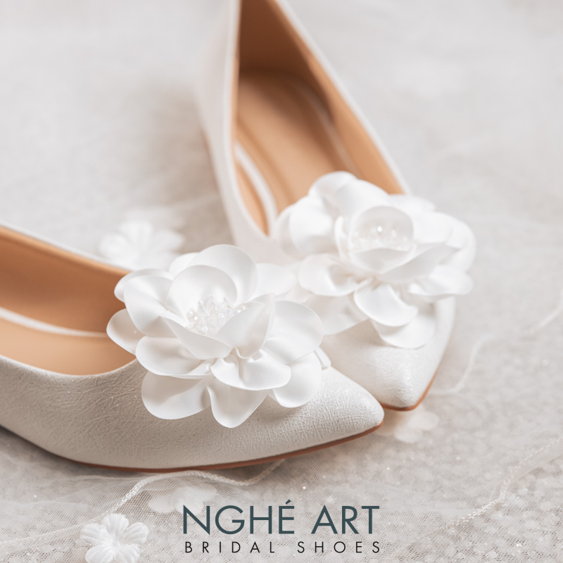 Giày cưới Nghé Art form bệt hoa lụa 518-194nhu - Ảnh 4 - Nghé Art Bridal Shoes – 0822288288
