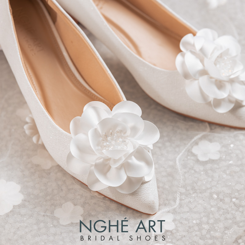 Giày cưới Nghé Art form bệt hoa lụa 518-194nhu - Ảnh 5 - Nghé Art Bridal Shoes – 0822288288