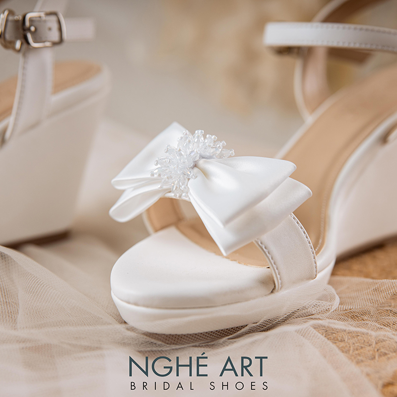 Giày cưới Nghé Art dáng xuồng đính nơ pha lê 519-236-8P-DA-TRANG - Ảnh 3 - Nghé Art Bridal Shoes – 0822288288