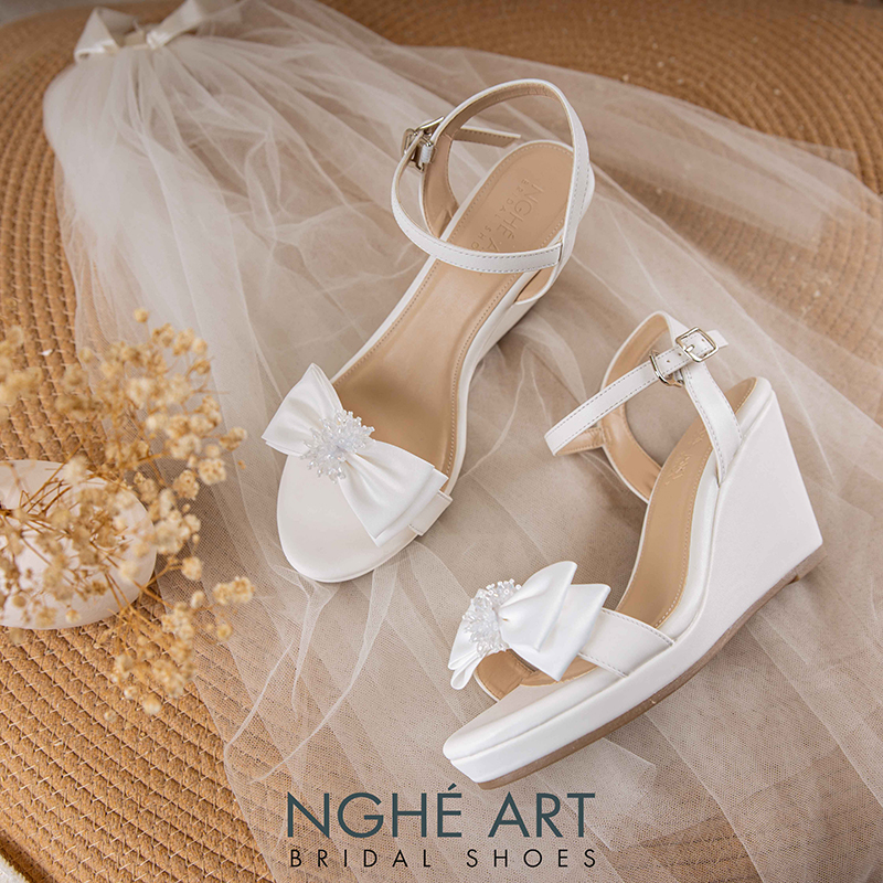 Giày cưới Nghé Art dáng xuồng đính nơ pha lê 519-236-8P-DA-TRANG - Ảnh 7 - Nghé Art Bridal Shoes – 0822288288