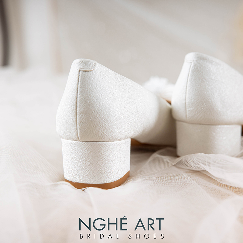 Giày cưới Nghé Art cao 4 cm đính nơ lụa pha lê 519-274-4P-NHU-TRANG - Ảnh 5 - Nghé Art Bridal Shoes – 0822288288