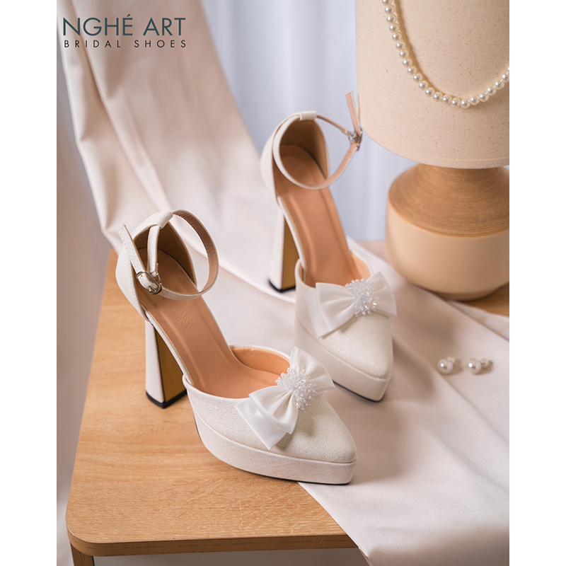 Giày cưới Nghé Art cao gót 13 phân đính nơ lụa pha lê 519-481-13p-nhu-trang - Ảnh 2 - Nghé Art Bridal Shoes – 0822288288