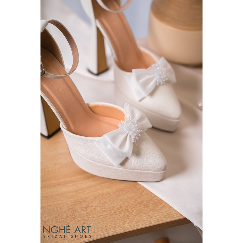 Giày cưới Nghé Art cao gót 13 phân đính nơ lụa pha lê 519-481-13p-nhu-trang - Ảnh 3 - Nghé Art Bridal Shoes – 0822288288