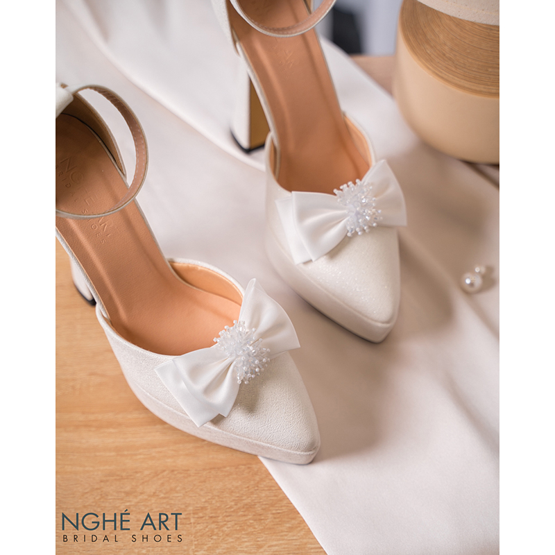 Giày cưới Nghé Art cao gót 13 phân đính nơ lụa pha lê 519-481-13p-nhu-trang - Ảnh 4 - Nghé Art Bridal Shoes – 0822288288