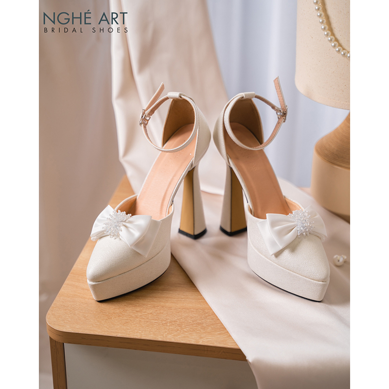 Giày cưới Nghé Art cao gót 13 phân đính nơ lụa pha lê 519-481-13p-nhu-trang - Ảnh 5 - Nghé Art Bridal Shoes – 0822288288